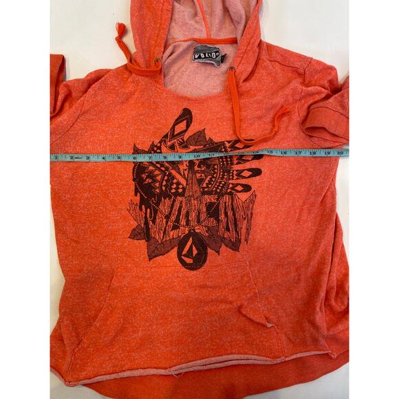 Volcom Sweatshirt Long Sleeve Lightweight Hoodie Neon Orange Heather Sz Lg Boho - Picture 9 of 12
